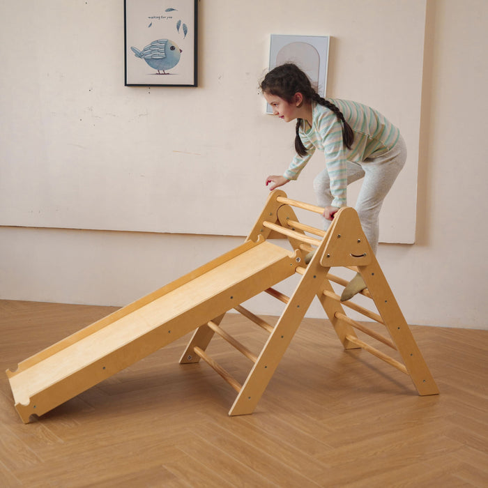 Avenlur Bazel 6-in-1 Pikler Climber Set | Wooden Triangle, Rocker Arch & Slide for Toddlers AVNLR-PKLR-BLS-NAT