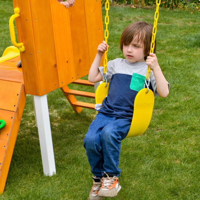 Avenlur Forest Small Outdoor Toddler Swing Set | Compact Wooden Swing Frame for Babies & Kids AVNLR-FORREST-MED-NY