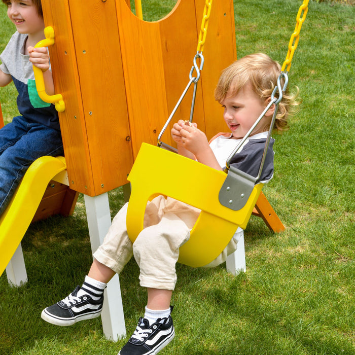 Avenlur Forest Small Outdoor Toddler Swing Set | Compact Wooden Swing Frame for Babies & Kids AVNLR-FORREST-MED-NY