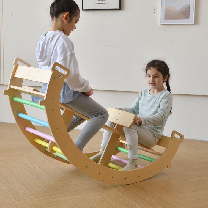 Avenlur Bazel 6-in-1 Pikler Climber Set | Wooden Triangle, Rocker Arch & Slide for Toddlers AVNLR-PKLR-BLS-NAT