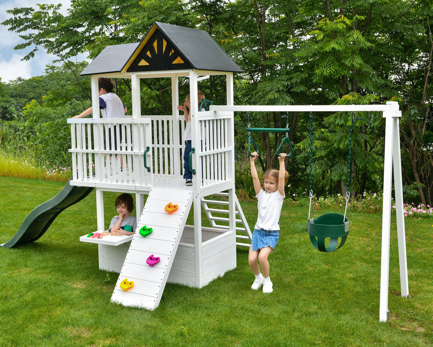 Avenlur Craftsman Modern Outdoor Swing Set | Wooden Backyard Swing Frame for Kids AVNLR-WD-CRAFT