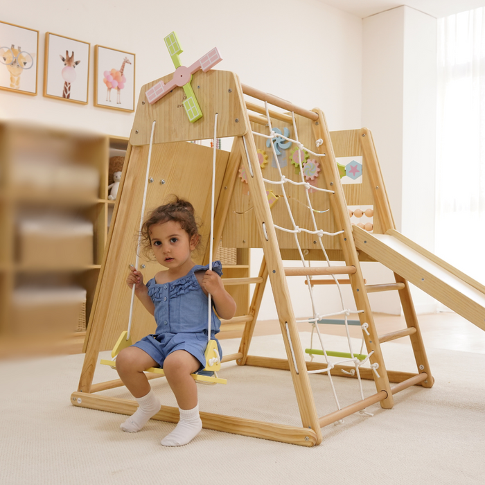 Avenlur Cherry 5-in-1 Wooden Indoor Climber – Montessori Play Gym for Toddlers & Kids AVNLR-CHERRY