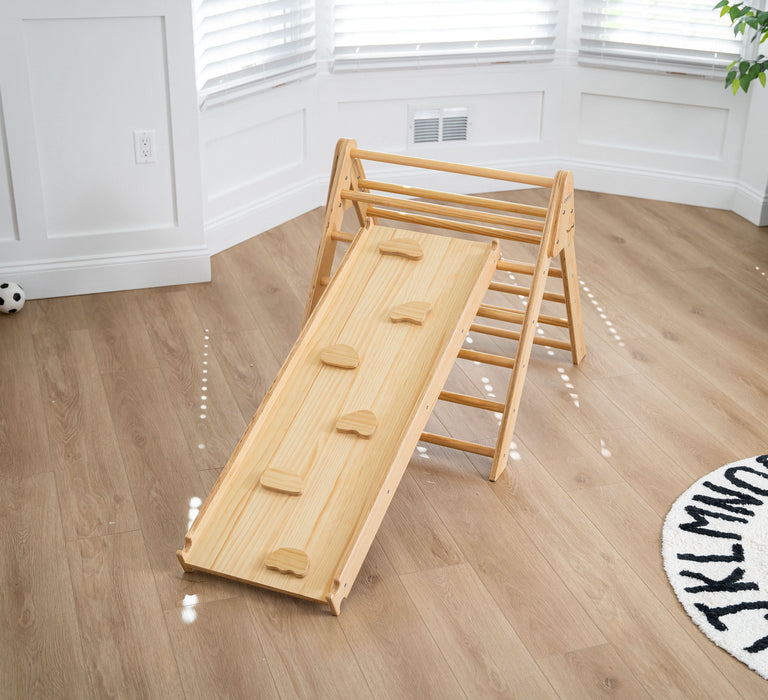 Avenlur Bazel 6-in-1 Pikler Climber Set | Wooden Triangle, Rocker Arch & Slide for Toddlers AVNLR-PKLR-BLS-NAT