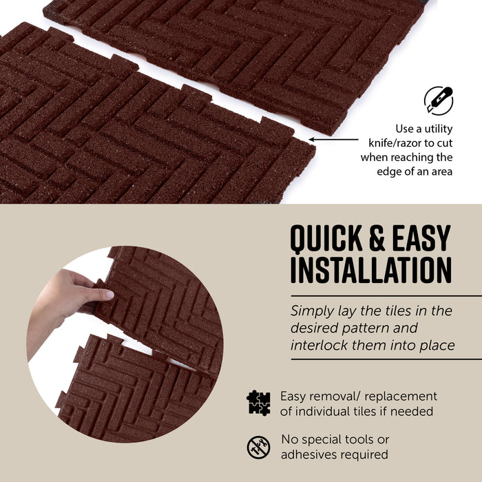 IMC Outdoor Living GroundSmart 16” x 16” Smartloc Herringbone Rubber Pavers