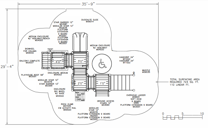 BigToys Townhouse- Accessible Freestanding EarlyWorks Structures EC-680-10, MEC-680-10