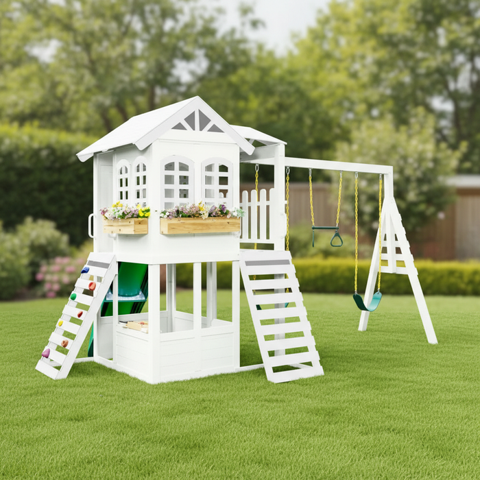 2MamaBees Reign Two Story Playhouse Custom Color