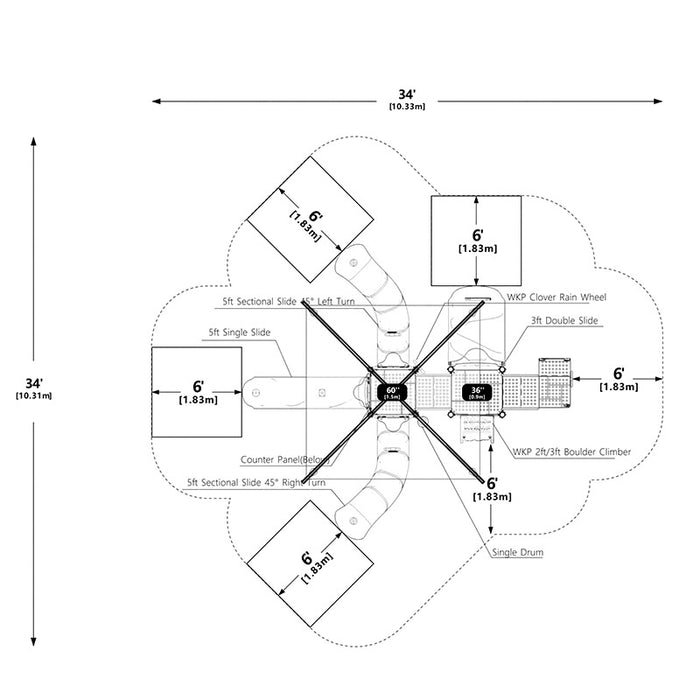 Wisdom Commercial Triad Falls Playground Structure WKP35-0105