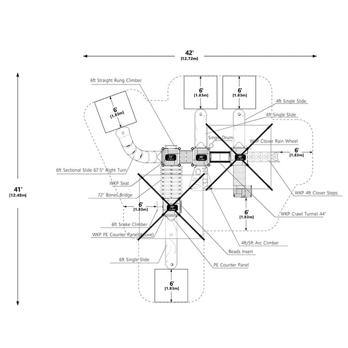Wisdom Commercial Arch Glider Playground Structure WKP35-0106