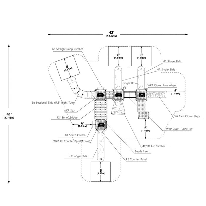 Wisdom Commercial Arch Glider Playground Structure WKP35-0106