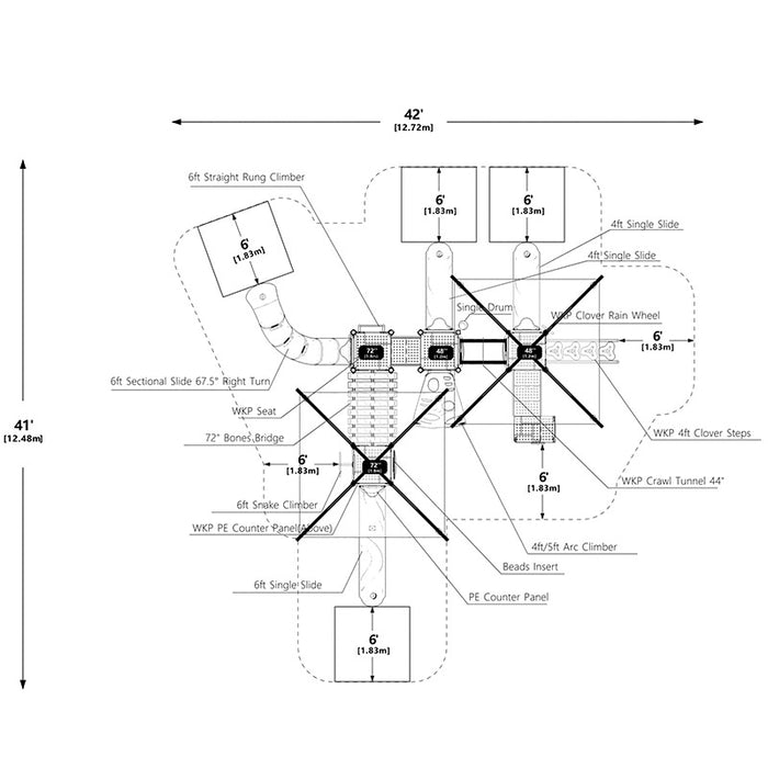 Wisdom Commercial Arch Glider Playground Structure WKP35-0106