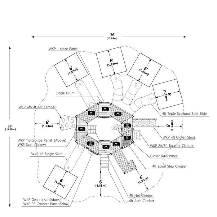 Wisdom Commercial Quad Rush Playground Structure WKP35-0108
