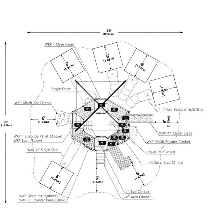 Wisdom Commercial Quad Rush Playground Structure WKP35-0108