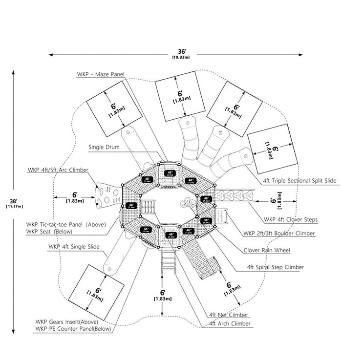 Wisdom Commercial Quad Rush Playground Structure WKP35-0108
