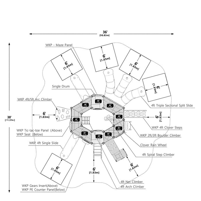 Wisdom Commercial Quad Rush Playground Structure WKP35-0108