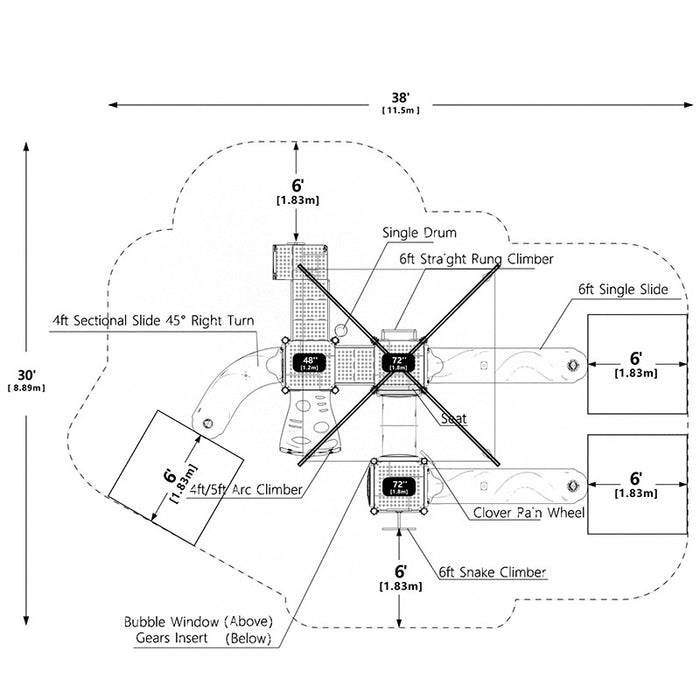 Wisdom Commercial Ridge Racer Playground Structure WKP35-0112
