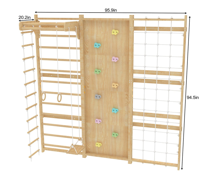 Avenlur Walnut Modular 9-in-1 Swedish Ladder Wall Gym – Indoor Climber for Kids & Toddlers AVNLR-SWDSH-WALL-NAT-MOD