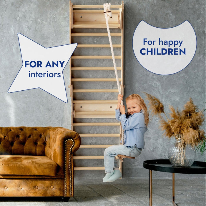Goodevas Etsy Apollo Swedish Wall / Climbing ladder for Little Austronauts + Moon swing Set + Slide Board 3IN1SWCSB-N-et