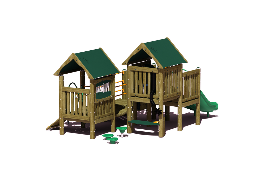 BigToys Hamlet (Blue & Green Roof) Freestanding EarlyWorks Structures EC-735, MEC-735