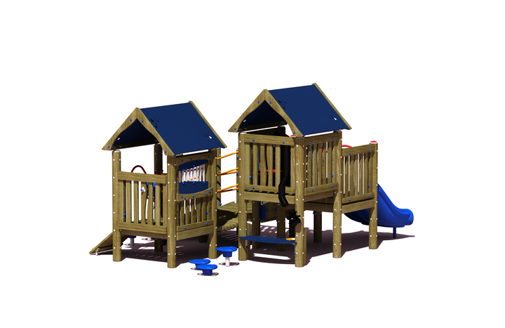 BigToys Hamlet (Blue & Green Roof) Freestanding EarlyWorks Structures EC-735, MEC-735