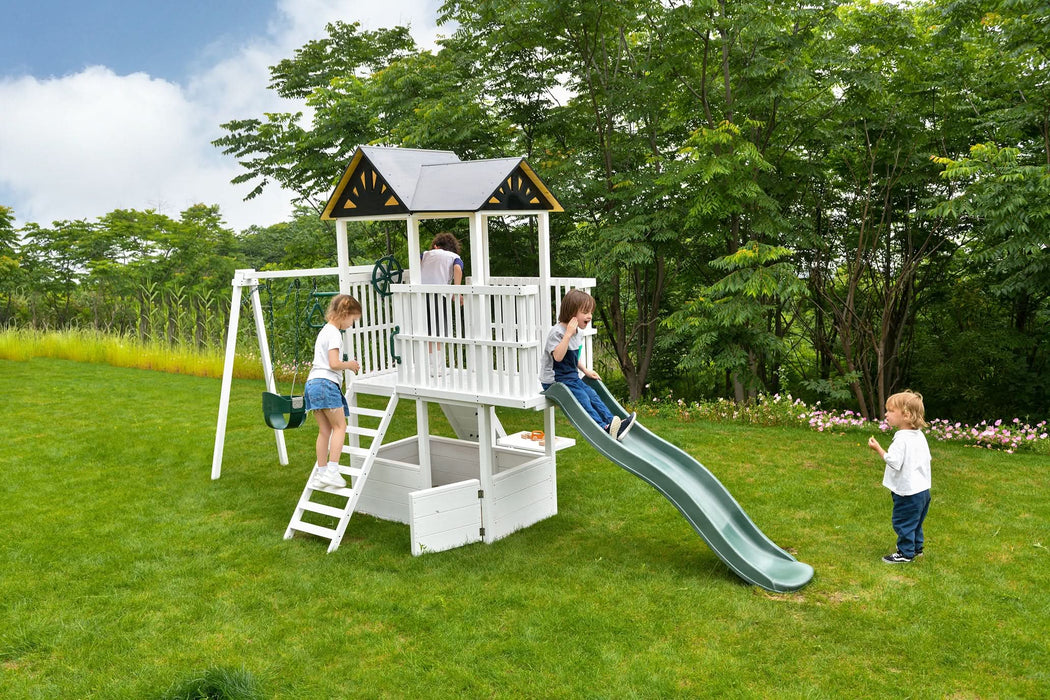 Avenlur Craftsman Modern Outdoor Swing Set | Wooden Backyard Swing Frame for Kids AVNLR-WD-CRAFT