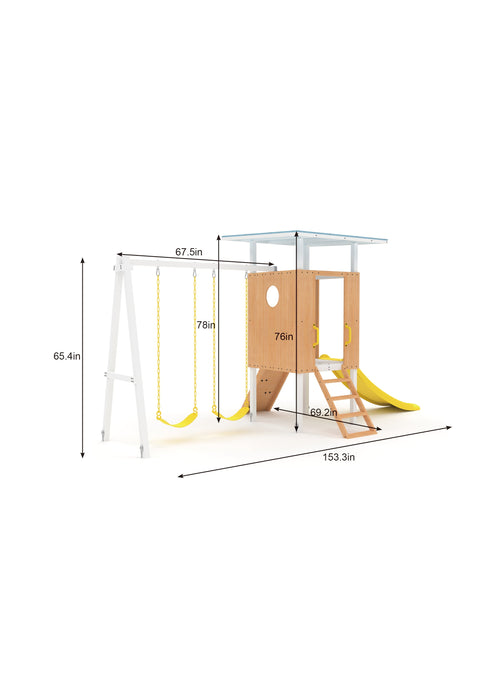Avenlur Forest Small Outdoor Toddler Swing Set | Compact Wooden Swing Frame for Babies & Kids AVNLR-FORREST-MED-NY