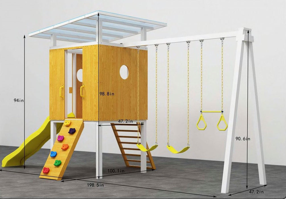 Avenlur Forest - Modern Backyard Outdoor Swing Set 2 Swings And Trapeze Bar AVNLR-MDRN-SWNG-M-V3-NY