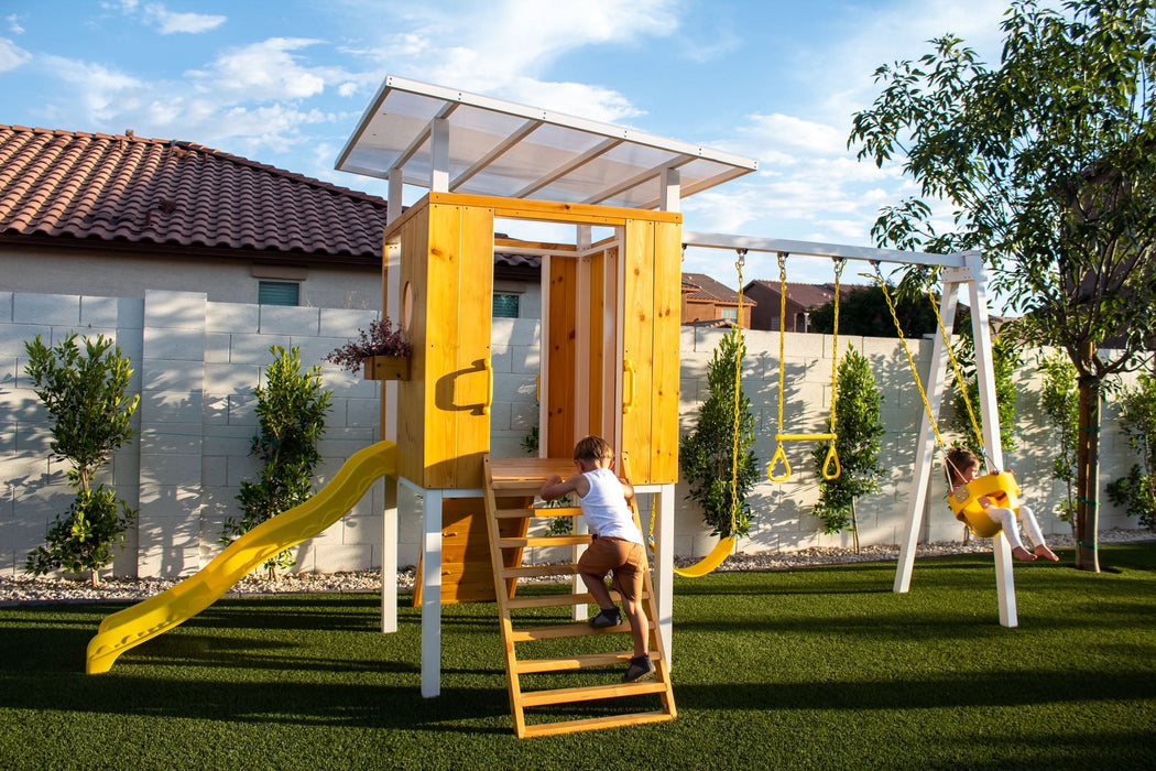 Avenlur Forest - Modern Backyard Outdoor Swing Set 2 Swings And Trapeze Bar AVNLR-MDRN-SWNG-M-V3-NY