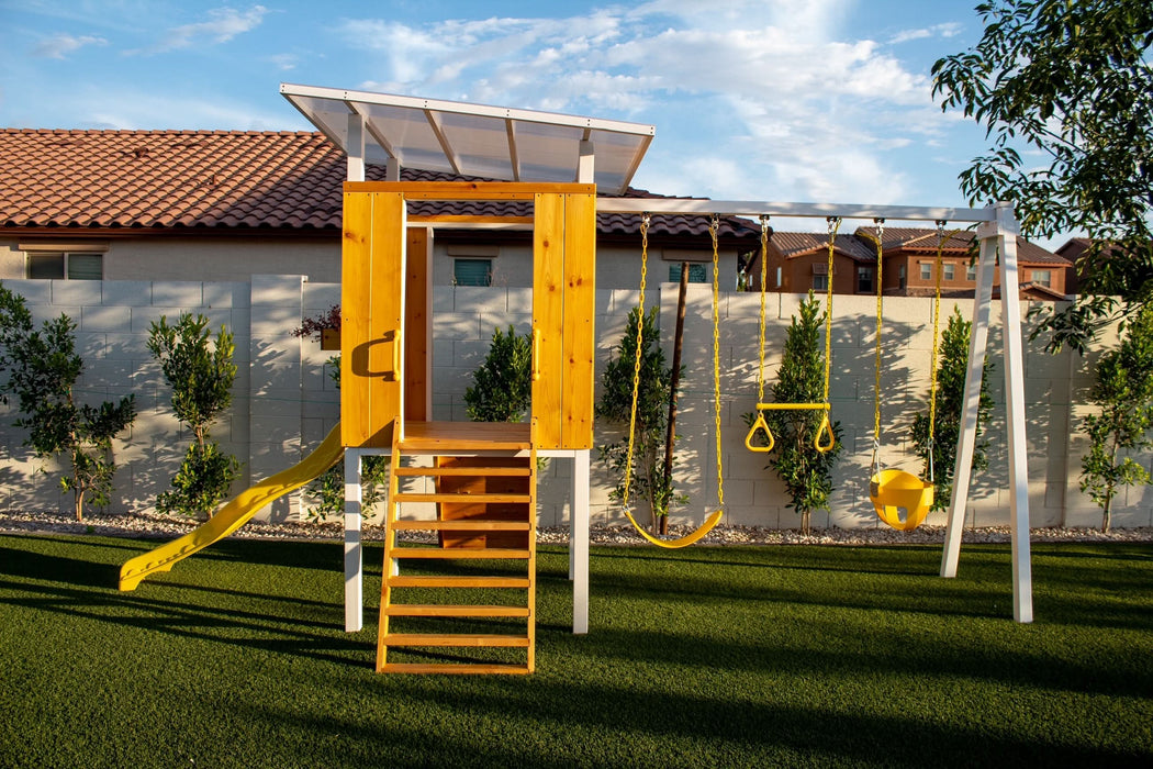 Avenlur Forest - Modern Backyard Outdoor Swing Set 2 Swings And Trapeze Bar AVNLR-MDRN-SWNG-M-V3-NY