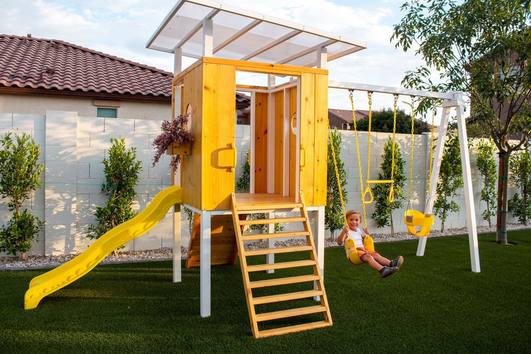 Avenlur Forest - Modern Backyard Outdoor Swing Set 2 Swings And Trapeze Bar AVNLR-MDRN-SWNG-M-V3-NY