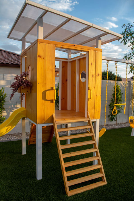Avenlur Forest - Modern Backyard Outdoor Swing Set 2 Swings And Trapeze Bar AVNLR-MDRN-SWNG-M-V3-NY