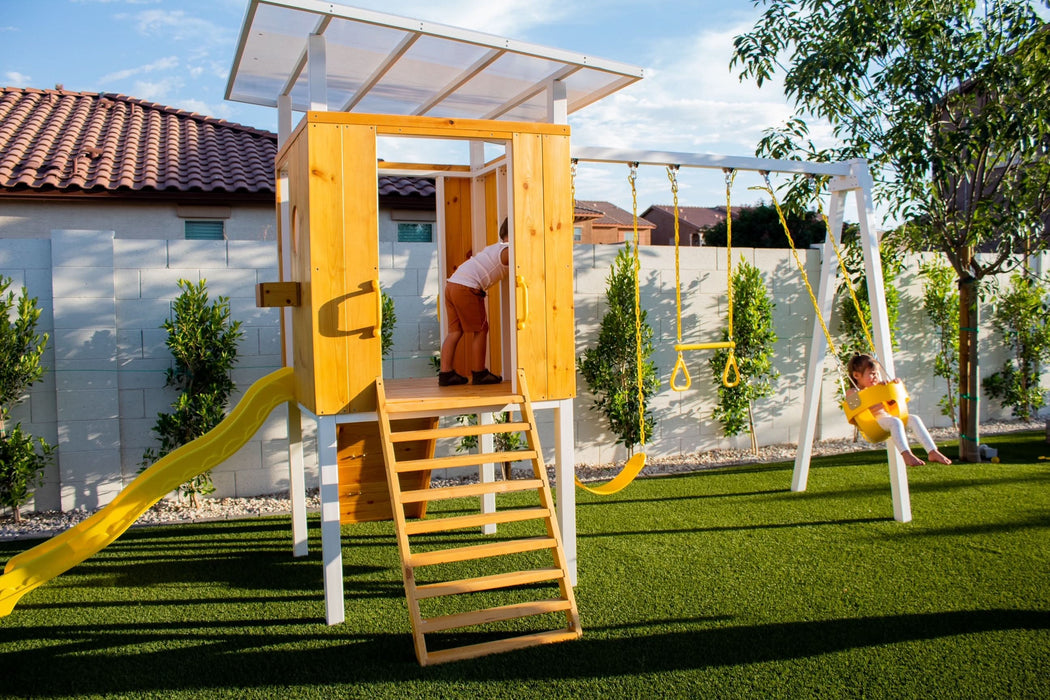 Avenlur Forest - Modern Backyard Outdoor Swing Set 2 Swings And Trapeze Bar AVNLR-MDRN-SWNG-M-V3-NY