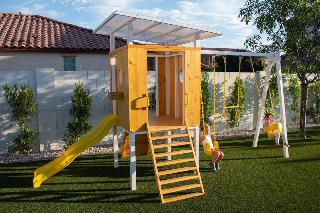 Avenlur Forest - Modern Backyard Outdoor Swing Set 2 Swings And Trapeze Bar AVNLR-MDRN-SWNG-M-V3-NY