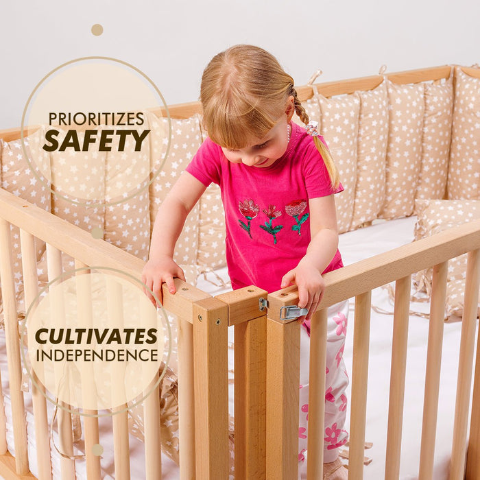 Goodevas Etsy Full Montessori Floor Bed Frame for Toddlers with Fence MBUS