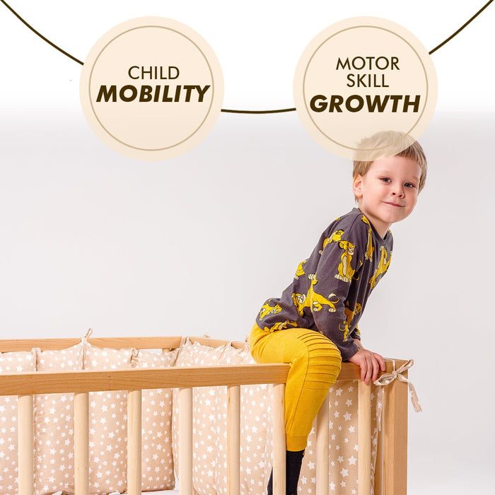 Goodevas Etsy Full Montessori Floor Bed Frame for Toddlers with Fence MBUS