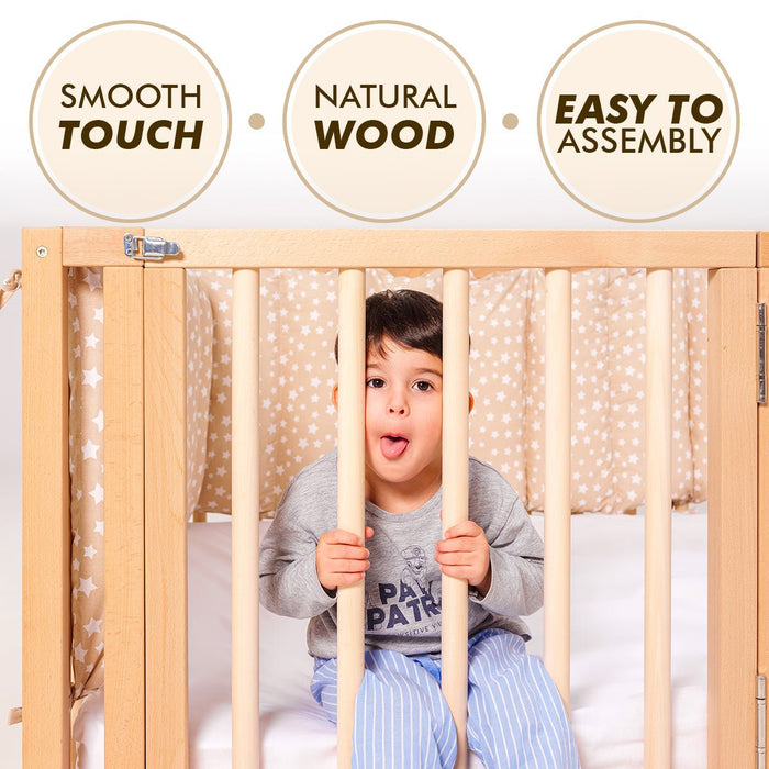 Goodevas Etsy Full Montessori Floor Bed Frame for Toddlers with Fence MBUS