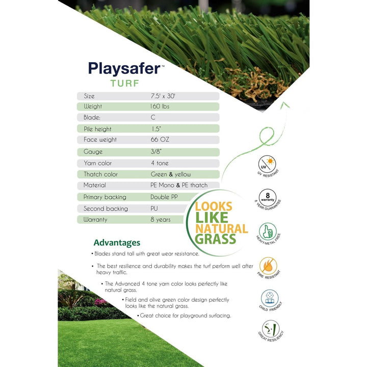 Rubber Mulch Residential Playsafer Turf 7.5' x 30' TR730