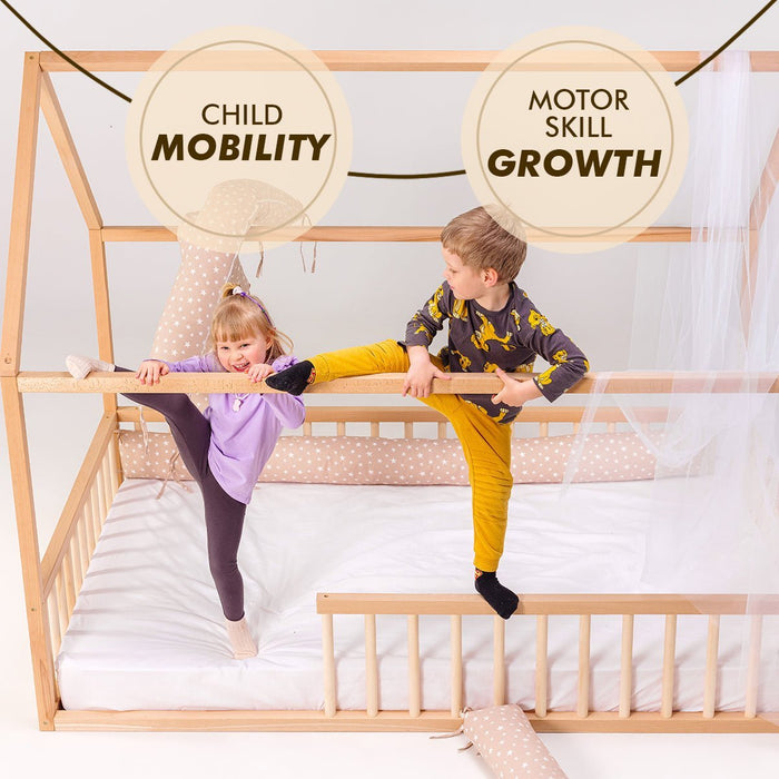 Goodevas Etsy Twin Size Montessori House Bed for Kids with Fence HBUS