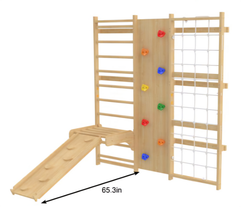 Avenlur Walnut 9-in-1 Swedish Ladder Wall Gym | Indoor Wooden Climber & Activity Set for Kids AVNLR-SWDSH-WALL-NAT